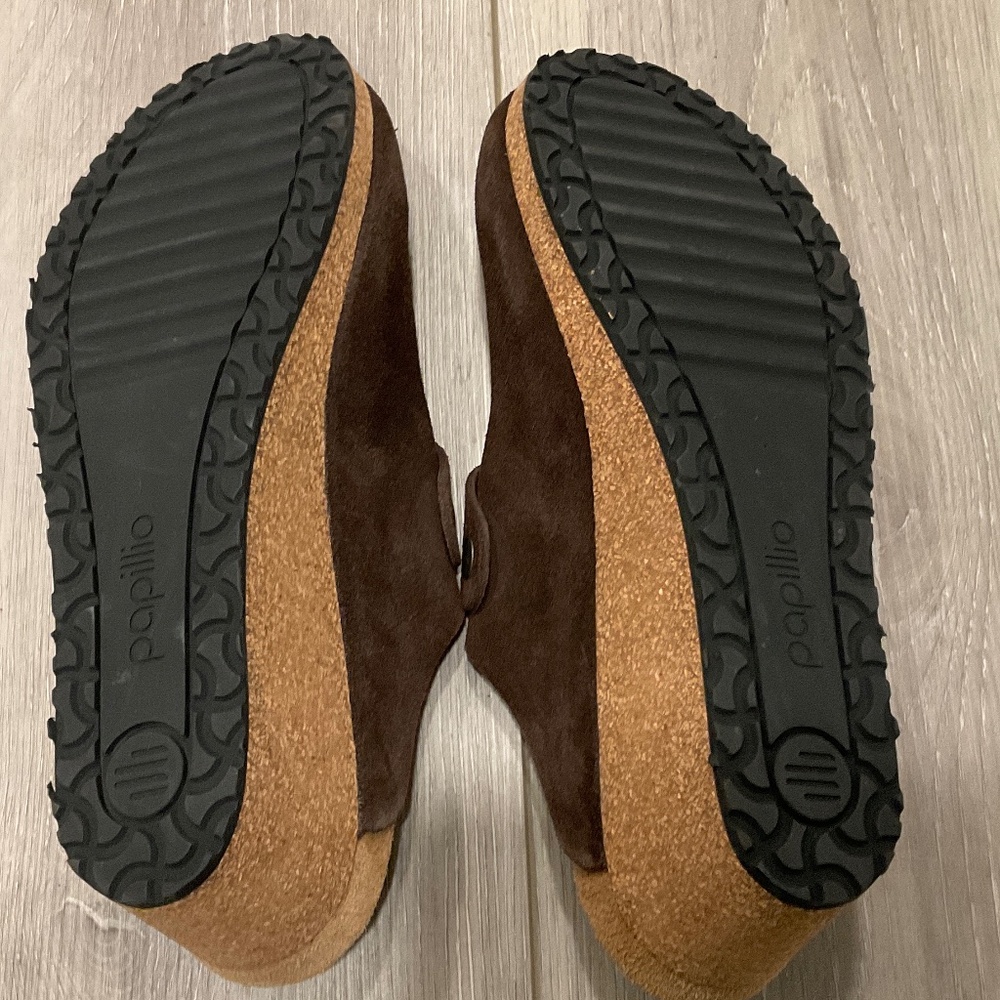 BIRKENSTOCK Papillio Fanny Suede Wedge Clog Brown Size Women’s 11 Like New - Picture 6 of 10